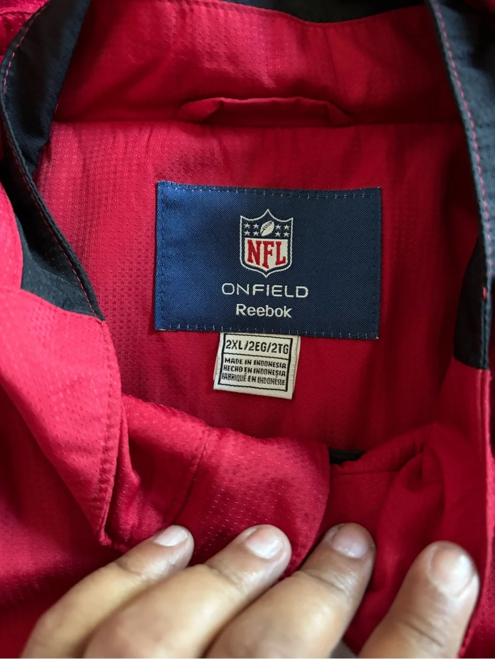 Reebok Red NFL Onfield Jacket with Navy Label